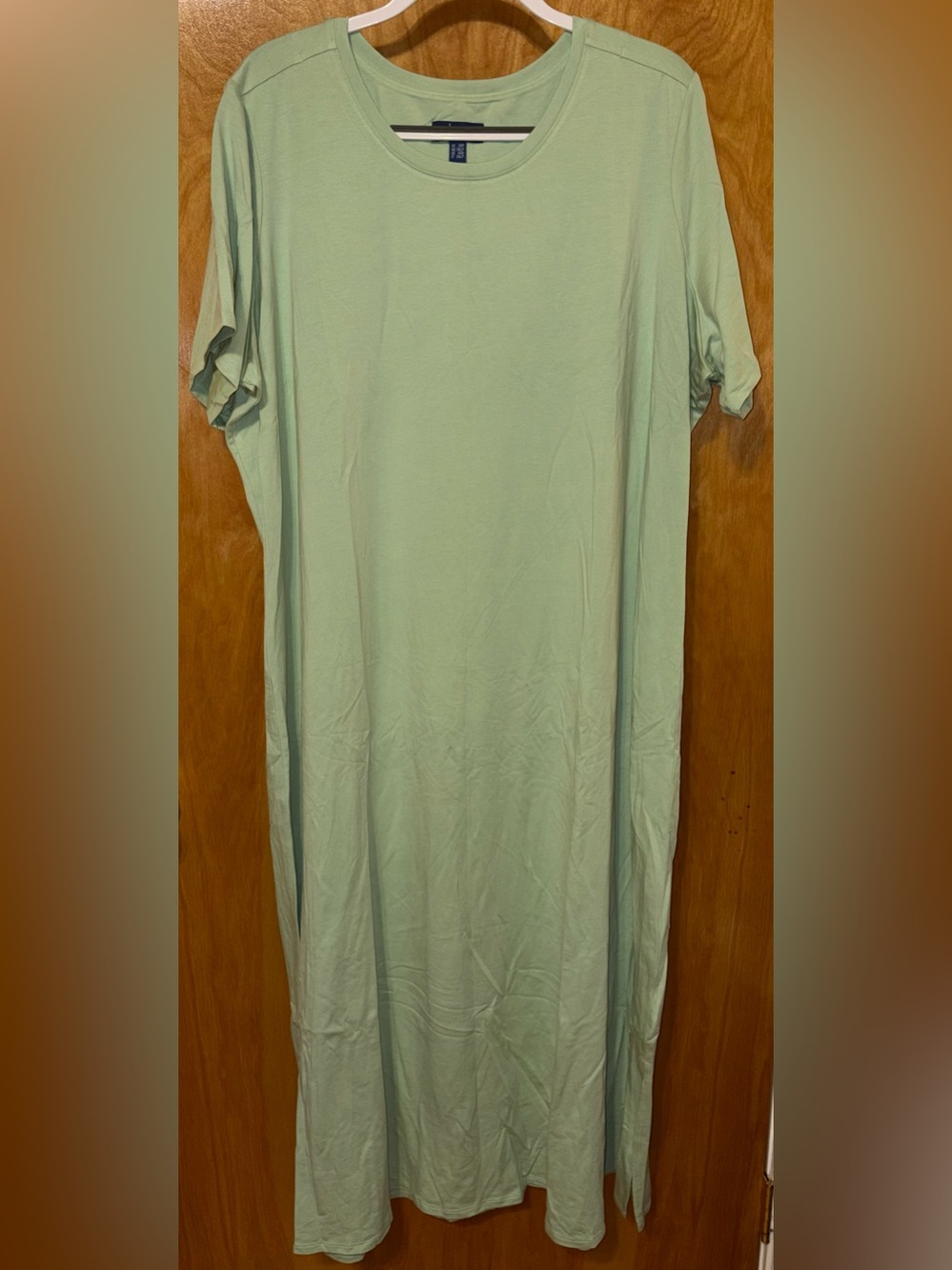 Denim & Co. Beach ‘fresh sage’ green knit jersey maxi dress Size 2XP Petite
